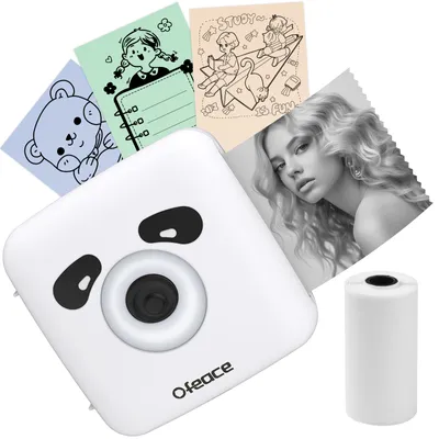 Obrázek produktu pro Miniaturní termotiskárna (300 dpi) s designem pandy - Bluetooth pro iOS/Android, baterie 1100 mAh, tisk fotografií, poznámek, účtenek a QR kódů