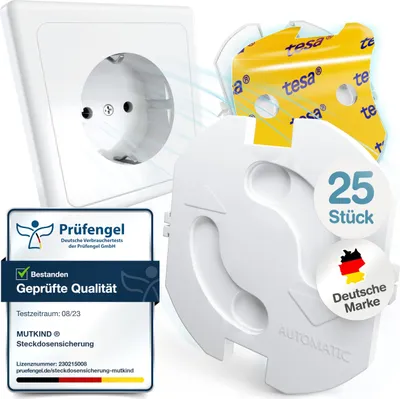 Produktbild von Kinderbeveiligung Steckdosen Schutz 25 Stück mit Kleber