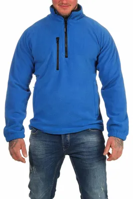 Produktbild von Mivaro Herren Fleecepullover mit halbem Reißverschluss und Taschen warm atmungsaktiv Regular Fit ideal für Arbeit Freizeit Angeln Wandern Campen Outdoor und Alltag mit Stehkragen