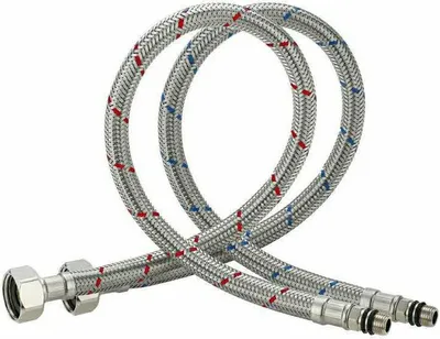 Produktbild von Flexibler Verbindungsschlauch, Edelstahl-Wasserhahn für Warm- und Kaltwasser, Mischbatterie, Küchenspüle, Wasserhahn, 60 cm