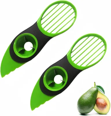 Imagen del producto de Cortador de aguacate 3 en 1, paquete de 2 unidades, cortador de frutas multifuncional para la cocina