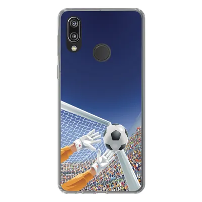 Produktbild von MuchoWow® Handyhülle Schutzhülle Hülle für Huawei P20 Lite (2020) Eine Illustration eines Torwarts, der den Fußball stoppt - Junge - Mädchen - Kind Silikon Softcase Handy Hülle - Kartenhalter