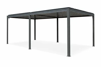 Produktbild von Corciano Bioklimatische Alu-Pergola 3x6m mit Lamellendach | Integrierter Wasserablauf | Handkurbel | Wetterfest & Rostfrei | Anthrazit