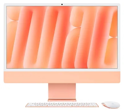 Immagine prodotto di iMac 24" 2021, processore Apple M1 da 3,2 GHz con 8 core, scheda grafica con 8 core, 8 GB di RAM, SSD da 512 GB, colore arancione - tastiera Qwertz (tedesca)