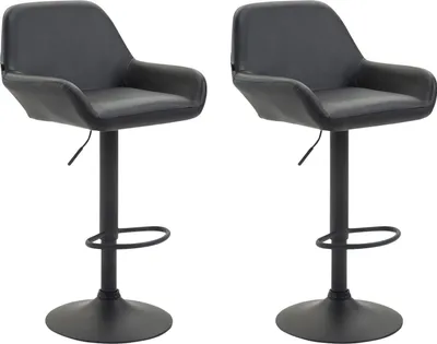 Produktbild von CLP 2er Set Barhocker Braga Kunstleder drehbar und höhenverstellbar schwarz Gestell Farbe schwarz