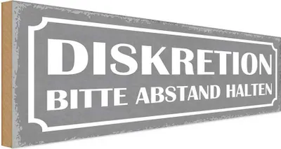 Produktbild von vianmo Holzschild 10x27 cm Diskretion bitte Abstand halten Warnschild Hinweisschild