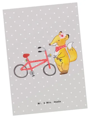 Produktbild von Mr. & Mrs. Panda Postkarte Zweirad Mechanikerin Herz - Grau Pastell - Geschenk, Grußkarte, bildkarte, Ansichtskarten, Postkarten, Ansichtskarte