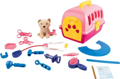 Produktbild von Playtive Tierarzt-Spielset mit Transportbox und Plüschtier pink Kinder Spiel Set
