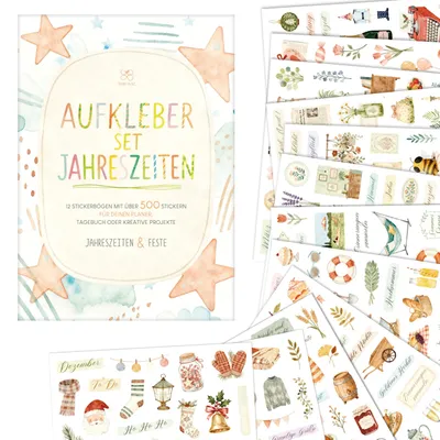 Productafbeelding van Jahreszeiten Sticker Set - 12 Blätter mit über 500 Aufklebern - Motiv Landleben