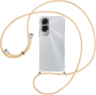 Produktbild von Handykette Backcover-Schutzhülle mit Band (Metall silberfarben) für Honor 90 Lite 5G (6.7'') - Goldkordel