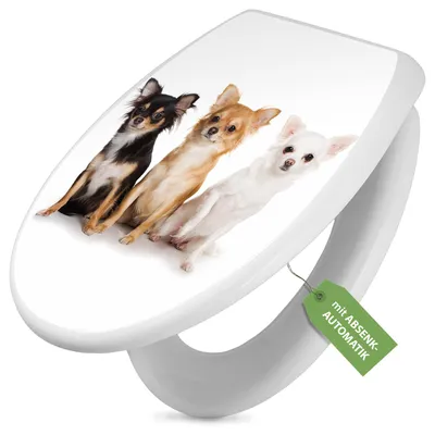 Produktbild von Toilettendeckel weiß mit Absenkautomatik und Motiv Bulldogge [TDW 10004]