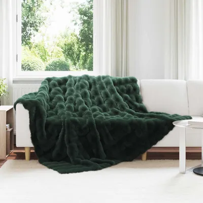 Produktbild von "Schlussverkauf" Kunstfell Kaninchenfell Decke Olite 4 Stück - Einfache Pflege - Dunkelgrün Polyester  C8685