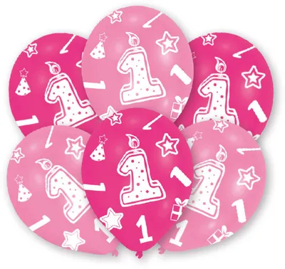 Produktbild von Balloons 1st Birthday Pink - 6 Pieces
