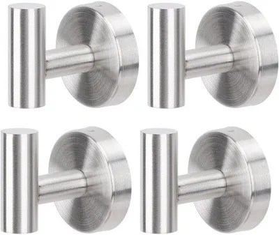 Productafbeelding van Ibenzoa® Zelfklevende roestvrijstalen wandhaken, set van 4 – zilver, draagvermogen tot 20 kg, ruimtebesparend voor badkamer en keuken