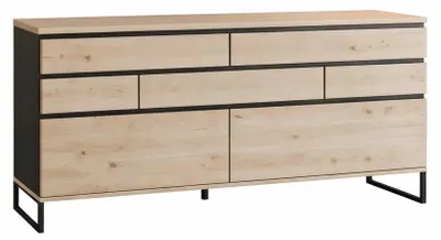 Obrázek produktu pro Komoda JOVAN s 5 zásuvkami do obývacího pokoje, dub Artisan antracit