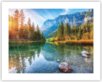 Produktbild von Poster - Poster ohne Rahmen - Landschaft Berge Morgendämmerung - 50x40 cm - Wand Bild - Wanddeko - Wandbilder - Kunstposter - Wandposter - Bilder - Kunstdruck - Wanddekoration - P2XAA50x40-4456