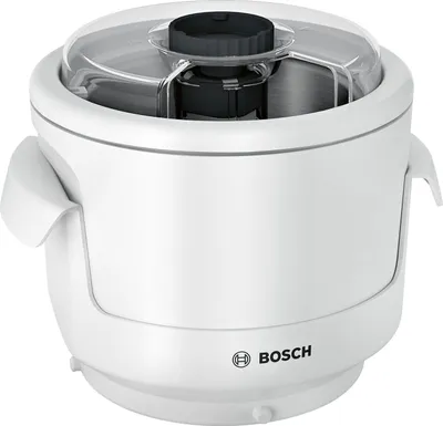 A white Bosch ice cream maker is shown against a white background.
