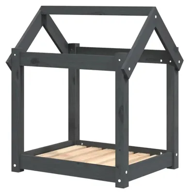 Produktbild von Hundehöhle Hundebett aus massivem Kiefernholz, robust und langlebig (Grau, 61 x 50 x 70 cm)