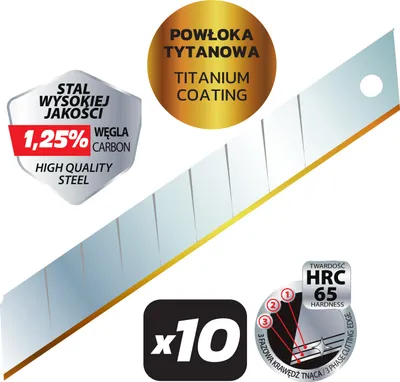 Produktbild von Ostrza łamane precyzyjne z powłoką tytanową 18 mm, 10 szt.
