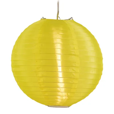 Produktbild von Japanballon d: 30 cm, Leuchtenschirm im Asia Style, aus Metall und Textilmaterial in gelb, 30 cm hoch, Ø 30 cm, für E27 -Fassung