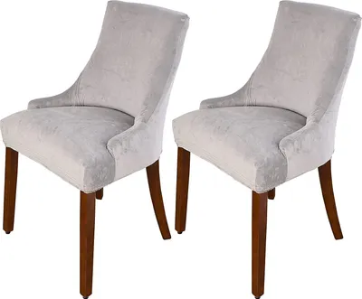 Obrázek produktu pro Topchances Armless Wing Chair Cover, Velvet Jídelna židle kryty šikmé židle kryt, Stretch Ultra Soft Accent židle kryty pro jídelnu Hotel Party Banket, světle šedá, 2 ks