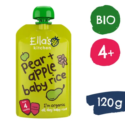 Image de Ella's KitchenRiz pour enfants, poire et pomme (120 g)