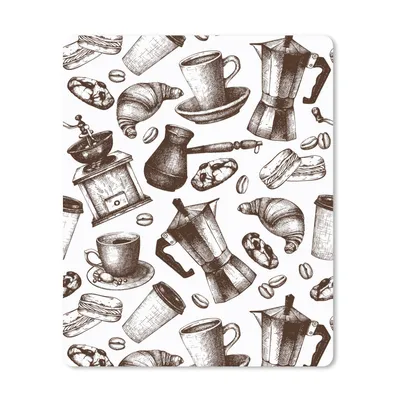 Produktbild von MuchoWow® Mauspad Mousepad Kaffee - Croissant - Muster 30x40 cm - Mousepads - Maus Mat - Pad - Mausunterlage - Mausmatten