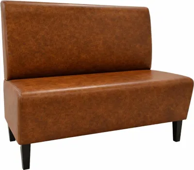 Produktbild von Gastro Sitzbank Paris | Glatte Rückenlehne | 120 cm breit | Kunstleder Vintage Braun | Polsterbank