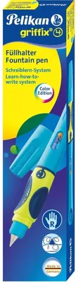 Produktbild von Füllhalter griffix neon Fresh Blue Feder A Rechtshänder Faltschachtel Packung mit 10 Stück