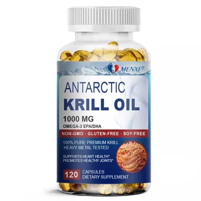 Immagine prodotto di Olio di krill antartico 1000mg (120 capsule) integratore alimentare, cuore, cervello, ossa, articolazioni