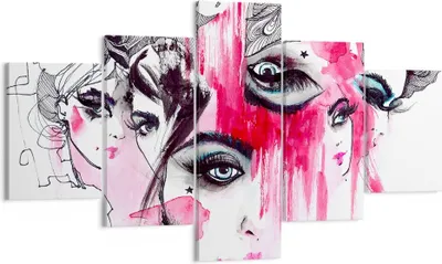 Produktbild von Bild auf Leinwand - Leinwandbild - Frauen Gesichter Augen illustration - 125x70cm - Wand Bild - Wanddeko - Leinwanddruck - Bilder - Kunstdruck - Leinwand bilder - Wandkunst - EA125x70-3095