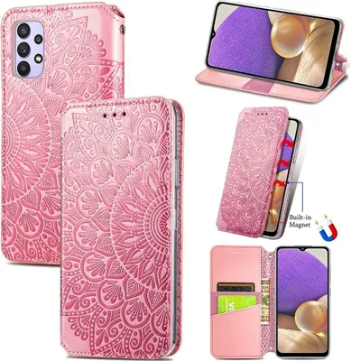 Produktbild von König Design Hülle kompatibel mit Samsung Galaxy A32 5G Kunstleder Handyhülle - Handy Case Rosa