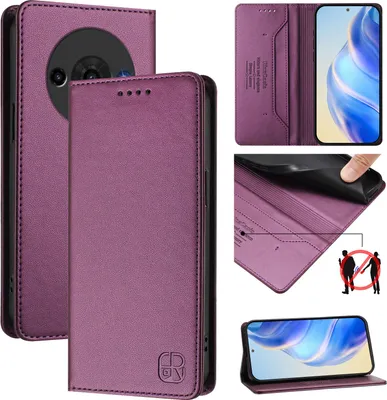 Produktbild von Lederhülle für ZTE Blade A76 5G Hülle Flip Brieftasche Kartenfächern Ständer Schutzhülle Lila
