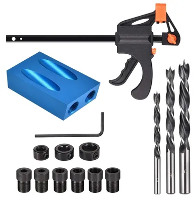 Produktbild von Bohrführung 15 Stück - Holzbohrführung - Eckbohrführung - Positionierungswerkzeuge - Adapter für 6/8/10 mm - Kompakt und tragbar - Bohrfestigkeit