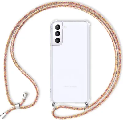 Produktbild von NALIA Klare Handy Hülle mit Kette für Samsung Galaxy S21 Plus, Band Case Cover Regenbogen