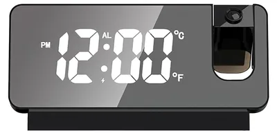 Projektionswecker 180°, LED-Digitaluhr, Snooze, Temperatur, USB, 7,3" Display