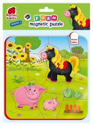 Produktbild von Magnetisches Schaumstoffpuzzle Schwein und Pferd Puzzle für Kinder Roter Käfer