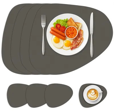 Tischsets 4er-Set Leder hitzebeständig 42×33 cm dunkelgrau