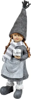Produktbild von Winterkind Mädchen mit Filz Mütze Schal Winter Deko Kinder Skulptur Figur Junge