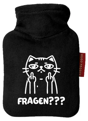 Produktbild von Huuraa Mini-Wärmflasche Fragen? grimmige Katze 0,2 Liter Black Mini Veloursbezug Taschenwärmer Geschenkidee