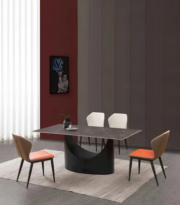 Zdjęcie produktu dla Hochwertiger Tisch Luxus Tische Esszimmer Möbel Säulen Fuß Stein Optik Modern