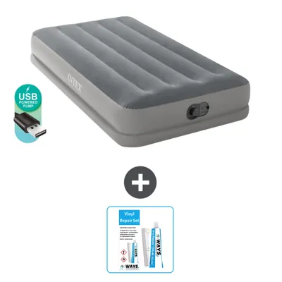 Obrázok produktu pre Intex Airbed - 1 osoba - 99 x 191 x 30 cm - Sivá - Vrátane pumpy - Opravná súprava
