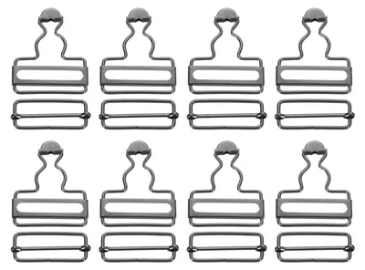 Hosenträger-Clips aus Metall, 28 mm, Gun-Schwarz, 38 mm, 8 Stück
