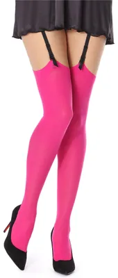 Image de Bellivalini bas jarretière femme microfibre 40 DEN BLVFI1006 (Magenta, XS-S)