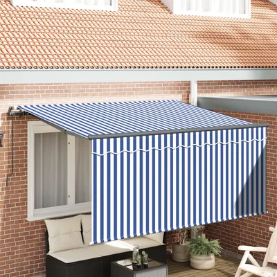 Obrázok produktu pre Maison Exclusive – Zatiahnuteľná markíza, modrá a biela, 300 x 200 cm