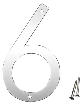 Image de Solidchoice - Plaque de numéro de maison en acier inoxydable avec effet miroir et numéro 3D : 6