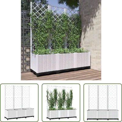 Produktbild von The Living Store Pflanzkübel mit Rankgitter Weiß 120x40x136 cm PP