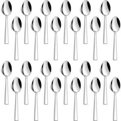Immagine prodotto di Set di 24 cucchiaini in acciaio inossidabile, lunghezza 13,5 cm. Ideali per caffè, dessert ed espresso. Lavabili in lavastoviglie