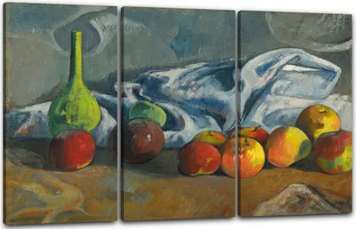 Produktbild von Leinwandbild 3-teilig (120x80cm): Paul Gauguin - Stillleben mit Äpfeln, echter Holz-Keilrahmen inkl. Aufhänger, handgefertigt in Deutschland