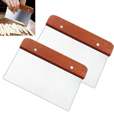 Produktbild von Teigschaber aus Edelstahl, 15 cm lange Küchenschaber zum Schneiden von Kuchen, Pizza und Brot.